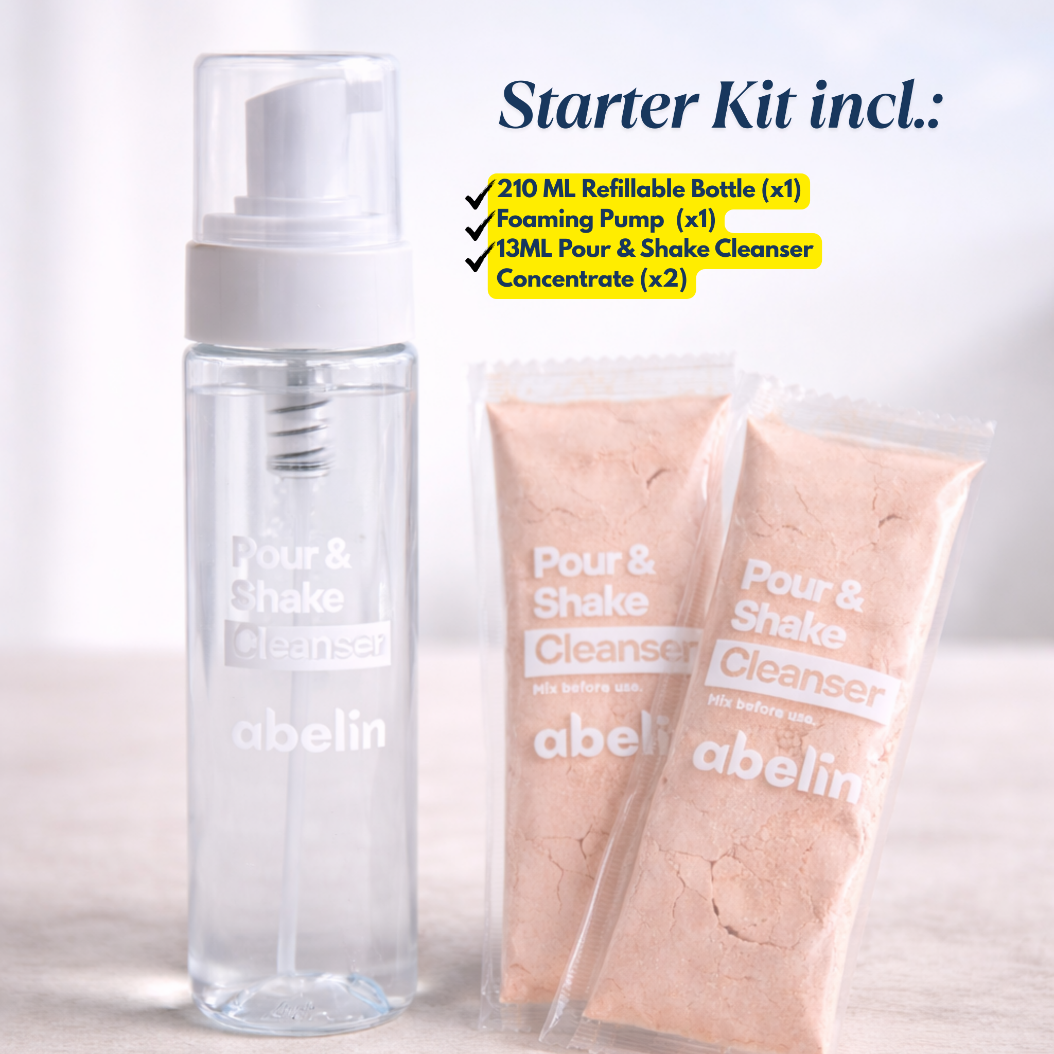 Abelin Pour & Shake Cleanser Starter Kit